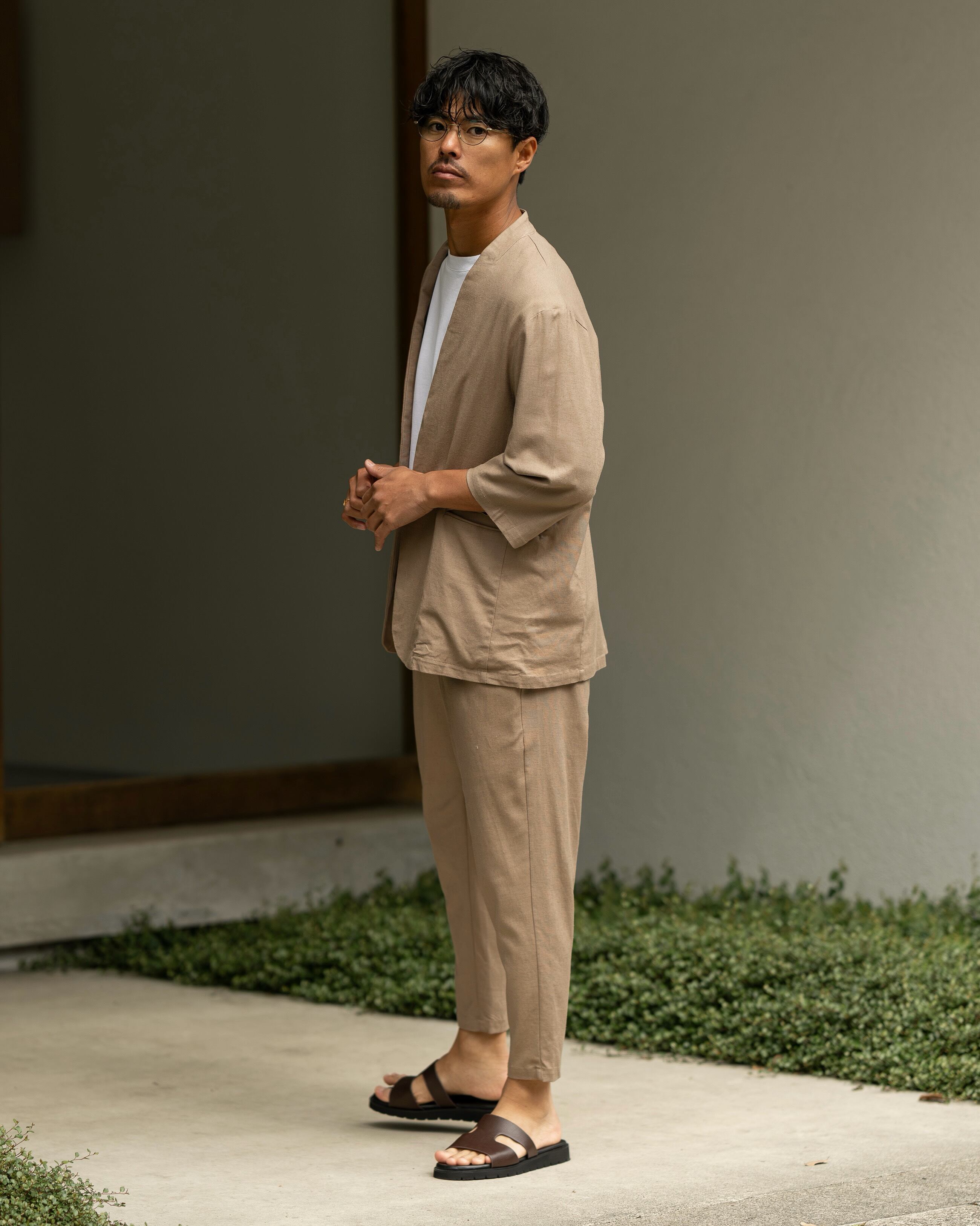 Stretch Linen Rayon Buttonless Jacket［2659amy-6］ジャケット