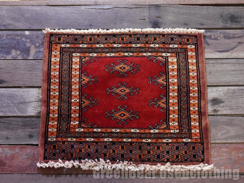 RAGA135 ヴィンテージ ミニラグ トライバルラグ 絨毯 25.5cm×29.5cm