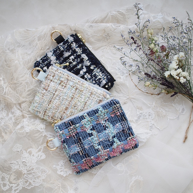 Tweed マイクロ mini ポーチ Blue