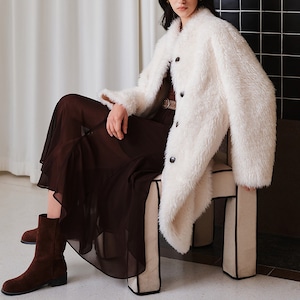 スタンドカラーフェイクファーロングコート No.5443