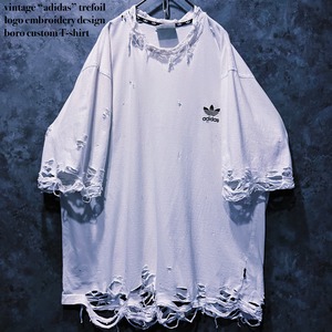 【doppio】vintage “adidas” trefoil logo embroidery design boro custom T-shirt