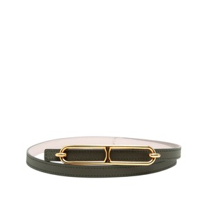 エルメス ルリ75 リバーシブル ベルト サイズ75 ピンク ダークグリーン レザー レディース HERMES 【中古】