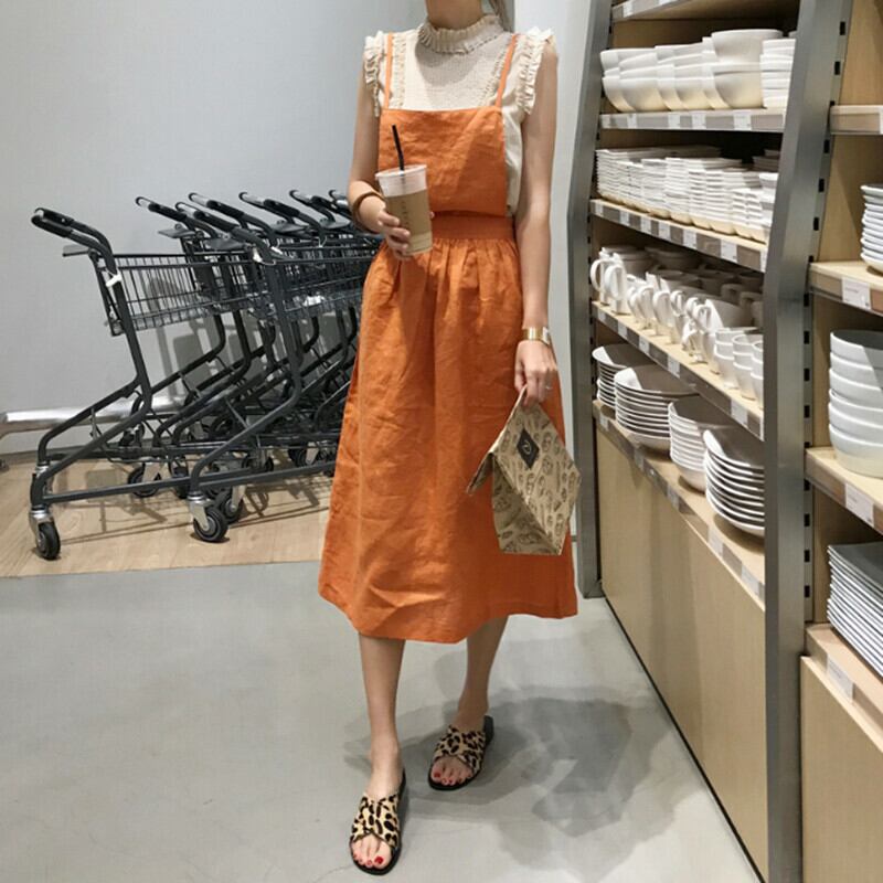 ワンピース キャミソール キャミワンピ デザイン ひざ丈 肩ひも ナチュラル 背中開き ジャンスカ ノースリーブ Mme4384 Dress Bird