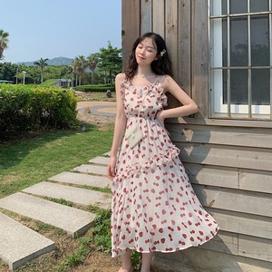 【MumuIns 】  夏新作チェリー柄ワンピース　A0128