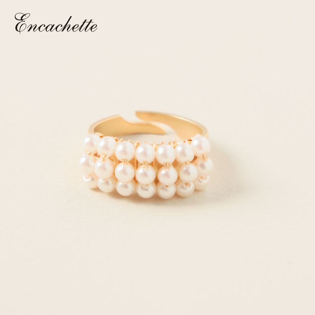 指輪 フリーサイズ シンプル リング パール クラウドパールリング ゴールド おしゃれ Encachette アンキャシェット 普段使い カジュアル フォーマル お祝い 記念日 プレゼント 妻 彼女 女友達 女性 170331 Ac013