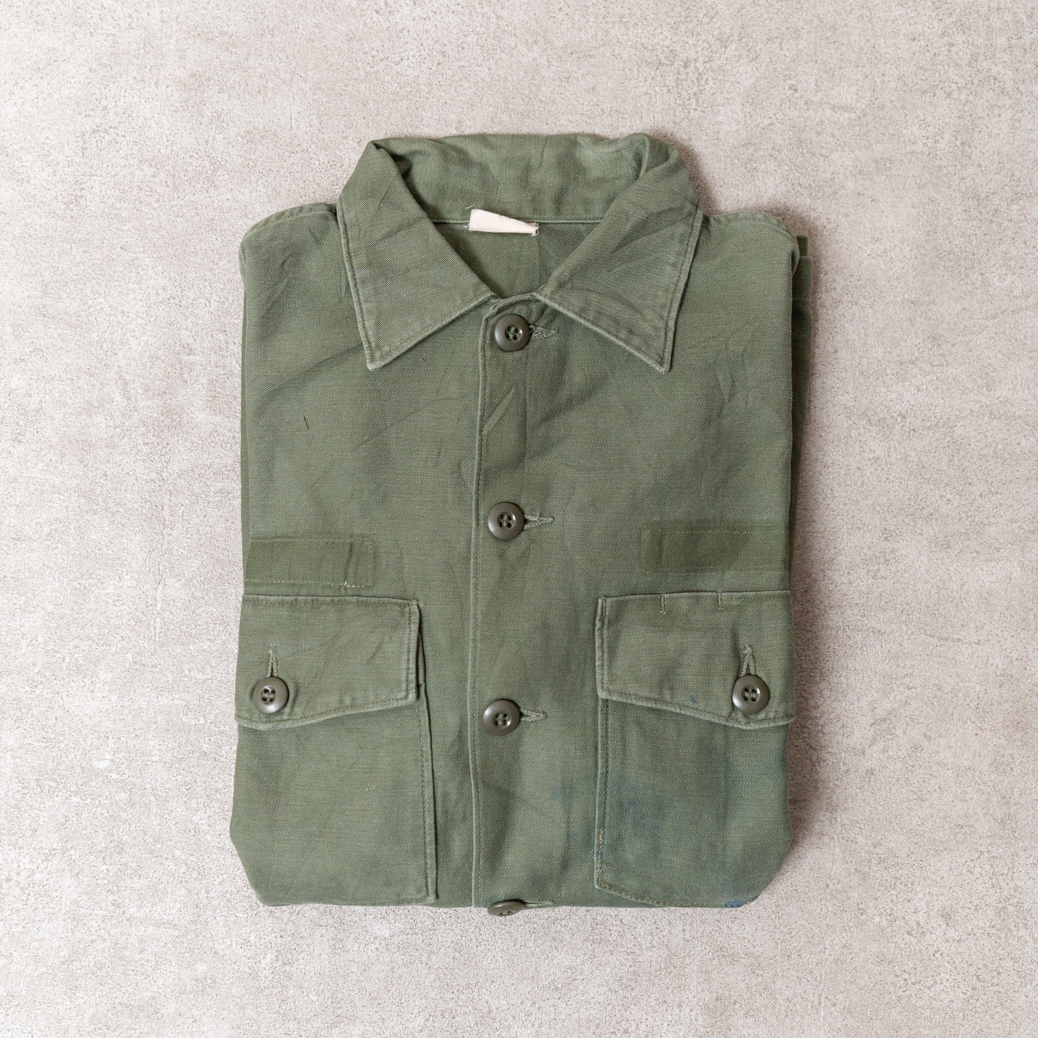 15 1/2✕33】U.S.Army 70's OG-107 Utility Shirt Cotton100％ 