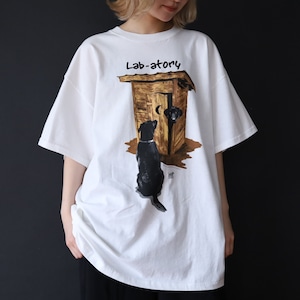 over silhouette " DOG " print design white Tee