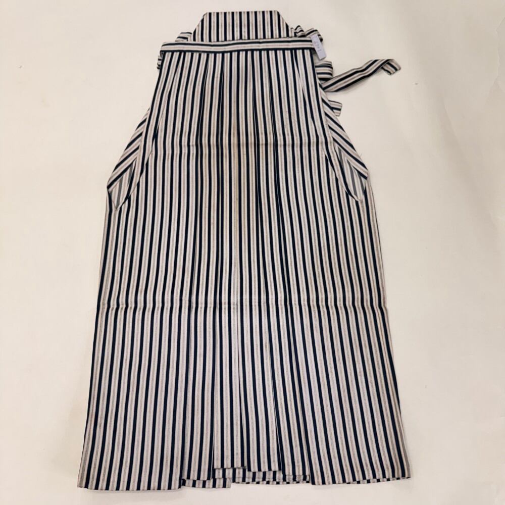 袴 行灯袴 男袴 紐下丈89.5cm L size 男性用袴 成人式袴 紺 白 銀 中古 6701