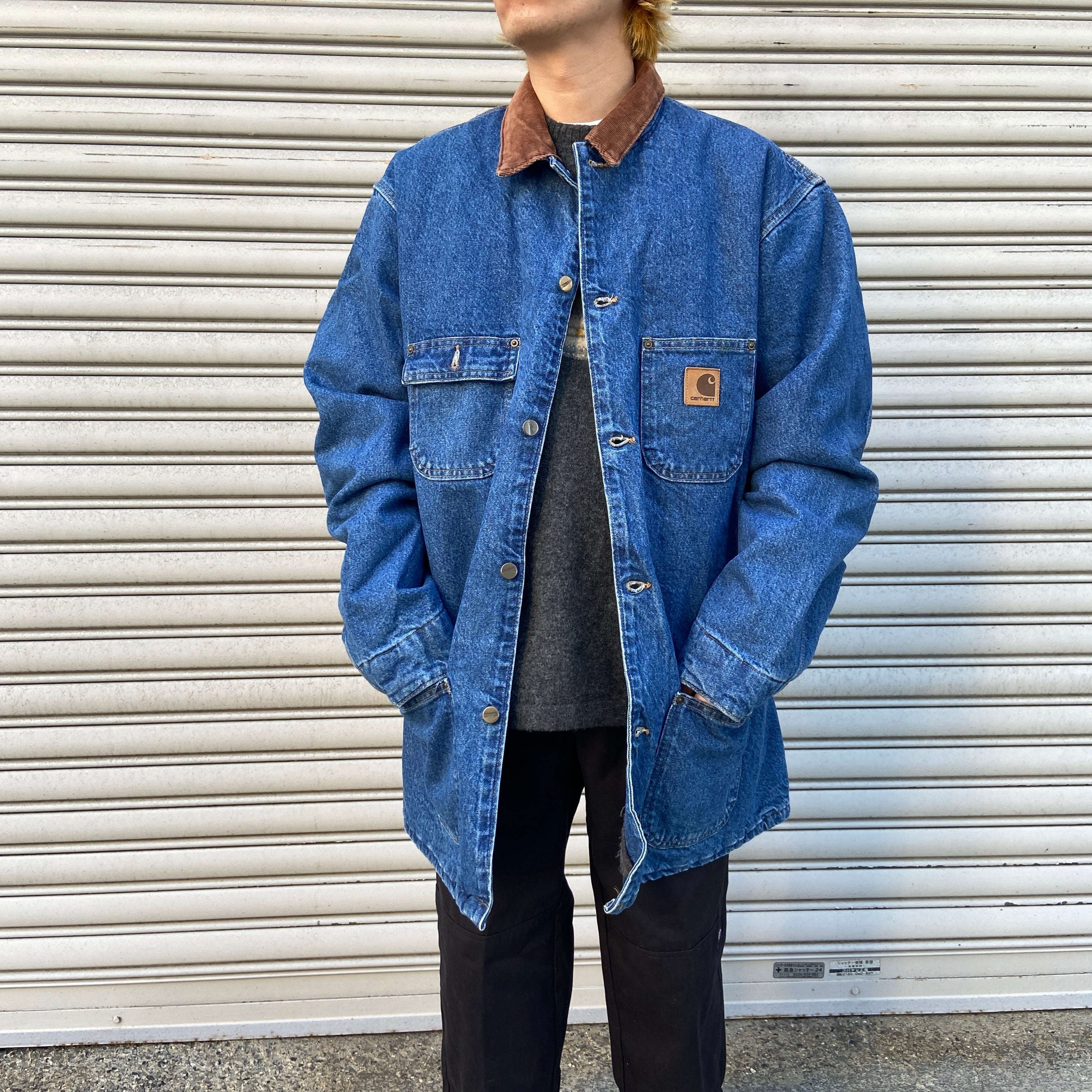 送料無料』90s Carhartt カーハート デニムカバーオール USA製 裏地