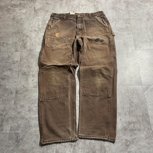 USA生地製 ダークブラウン ダブルニー Carhartt B136 36×32