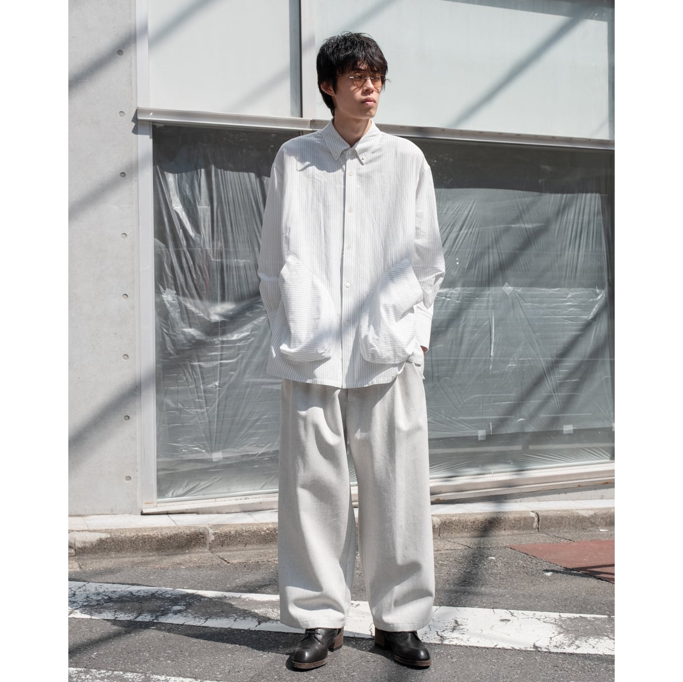 Nomàt] (ノマット) 25SS N-B-10 Accordion Pocket Shirt (Stripe