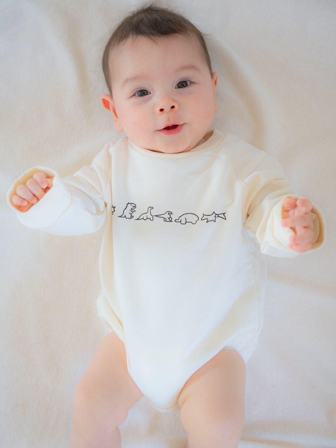 ロンパース / 男の子 / 女の子 / 〜24ヶ月( オフホワイト / ブラウン )