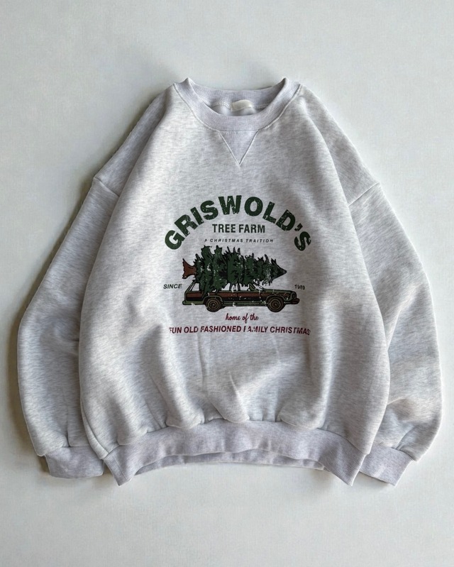 calm oversized tree farm sweat shir < white melange>