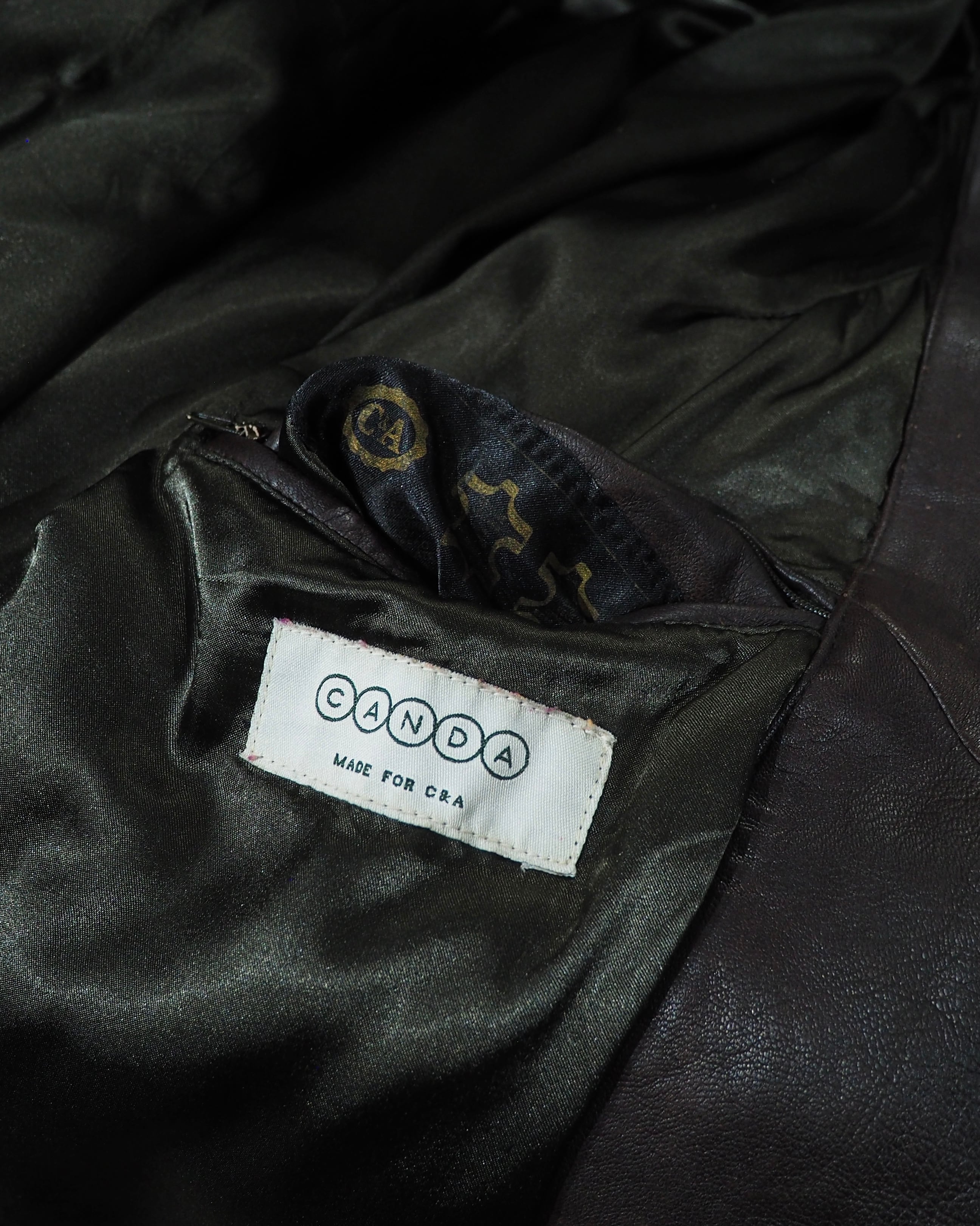 1990s " 変形 " Diagonal Zipper Design Vintage Lamb Leather Jacket