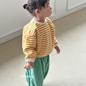 韓国子供服 / 26winter / cream bbang / 裏起毛ボーダーラバトレーナー / キッズ / 冬服 *XXS~JS*
