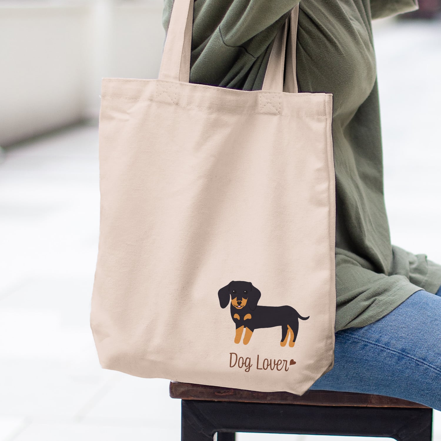 ダックスフンド シンプル柄 毛色7色 】 キャンバス トートバッグ 犬