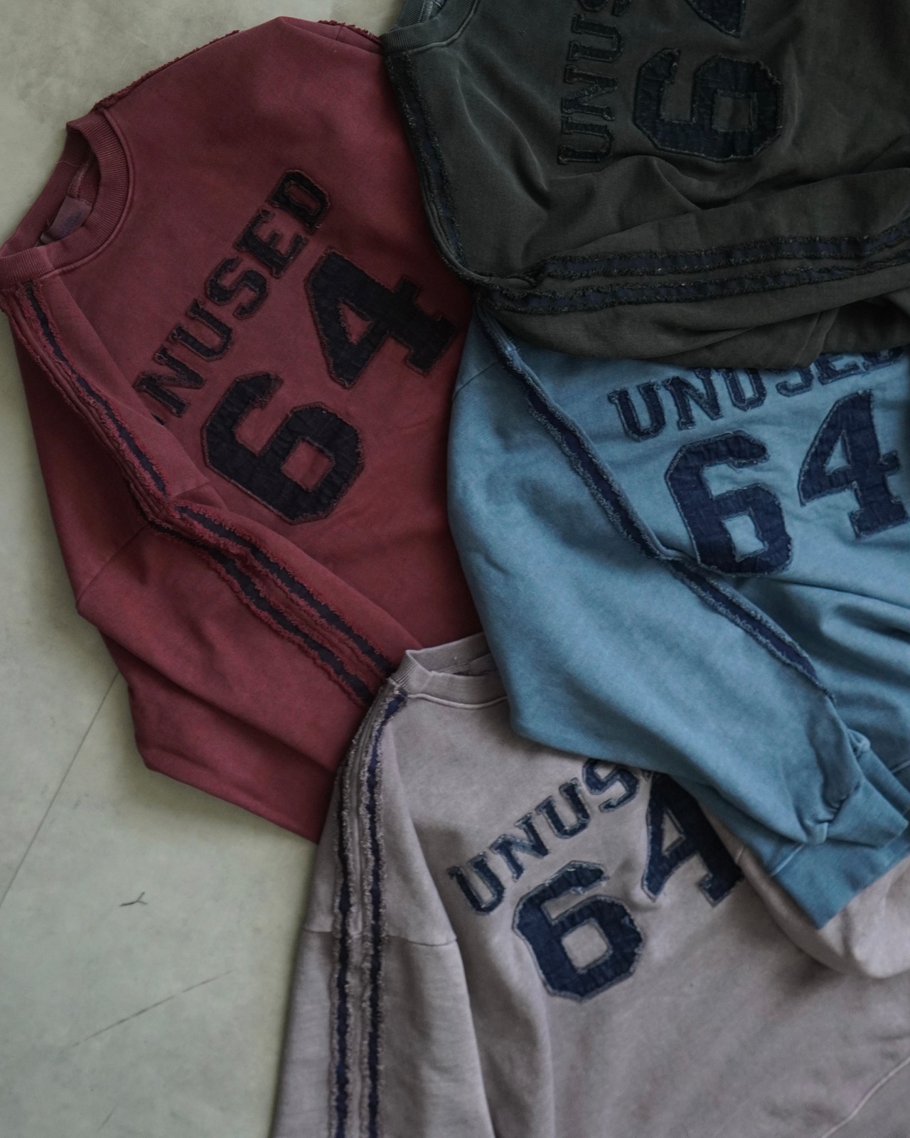 【unused.lab】Sideline denim patch スウェット/Blue