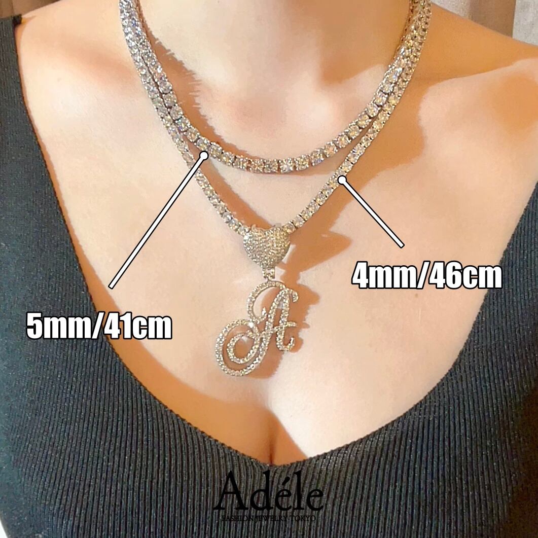 Angélique】イニシャル ビッグチャーム ネックレス 選べるチェーン 2mm