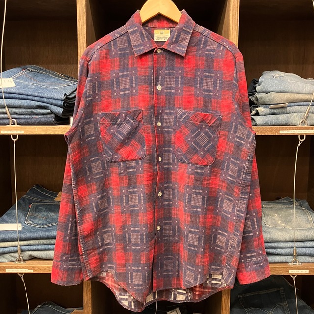 1960'S BIG MAC RED/NAVY PRINT FLANNEL SHIRT