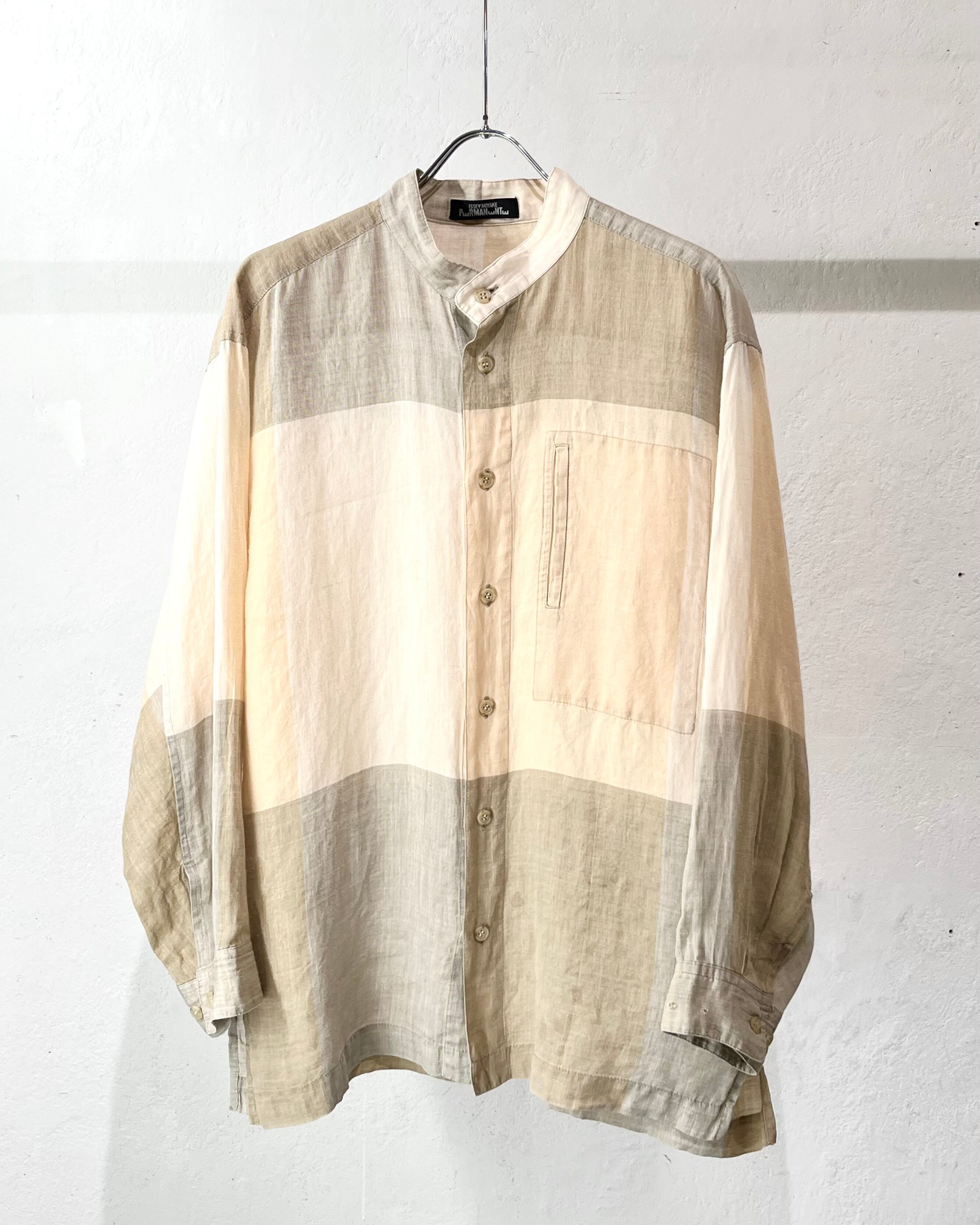 1997SS ISSEY MIYAKE PERMANENTE Block Pattern L/S Linen Shirt