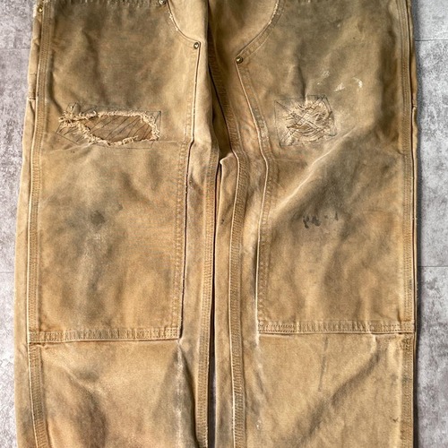 20s USA製 ブラウン ダブルニー Carhartt カーハートパンツ 詳細写真5