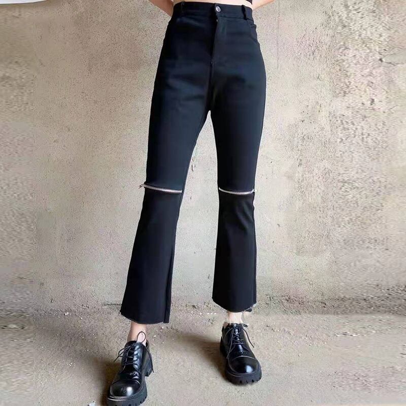 ジッパースタイルスリムカジュアルパンツ スプリング 大きめサイズ 春物 ミックスインファッション16159882713