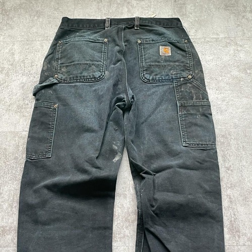 USA生地製 ブラック ダブルニー Carhartt EB136 BLK w30 詳細写真16