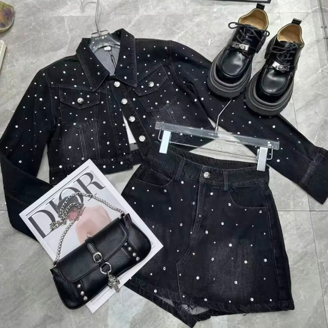 ラインストーンデニムセットアップ 2色展開 | Selectshop.Joie
