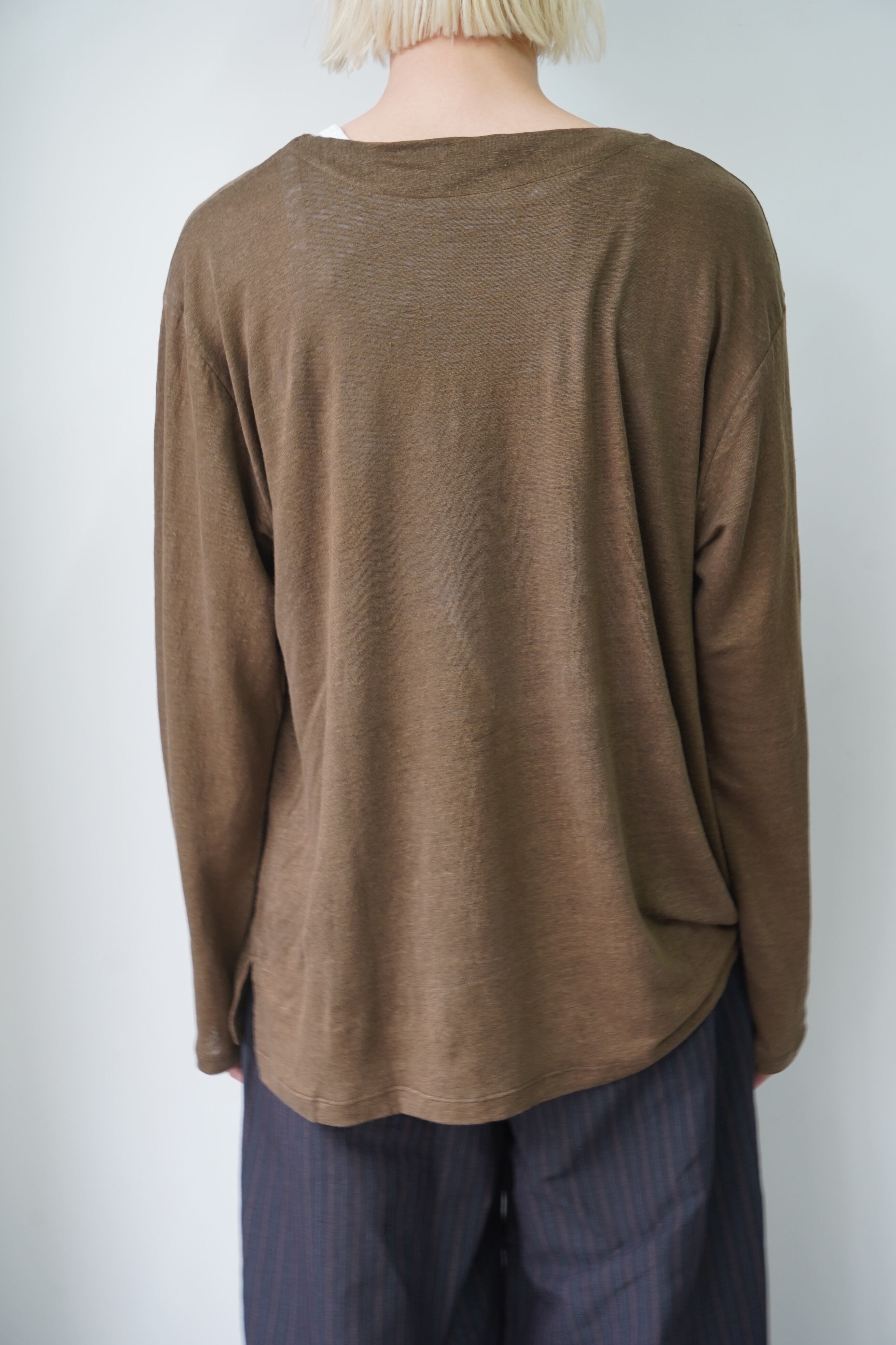 MAATEE&SONS / LINEN L/S BOAT TEE (KHAKI) | LiNN