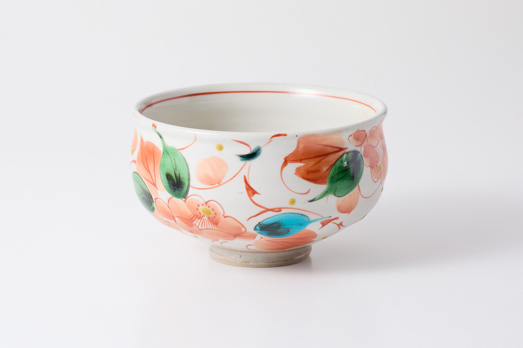 抹茶碗 椿に唐草