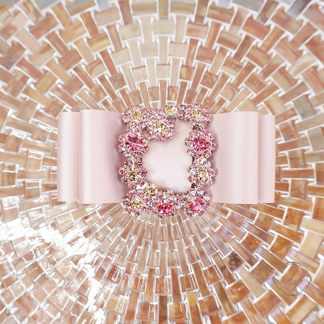 【M- size】 Amin by w.a luxe クリスタルサテンバナナクリップ flower  pink