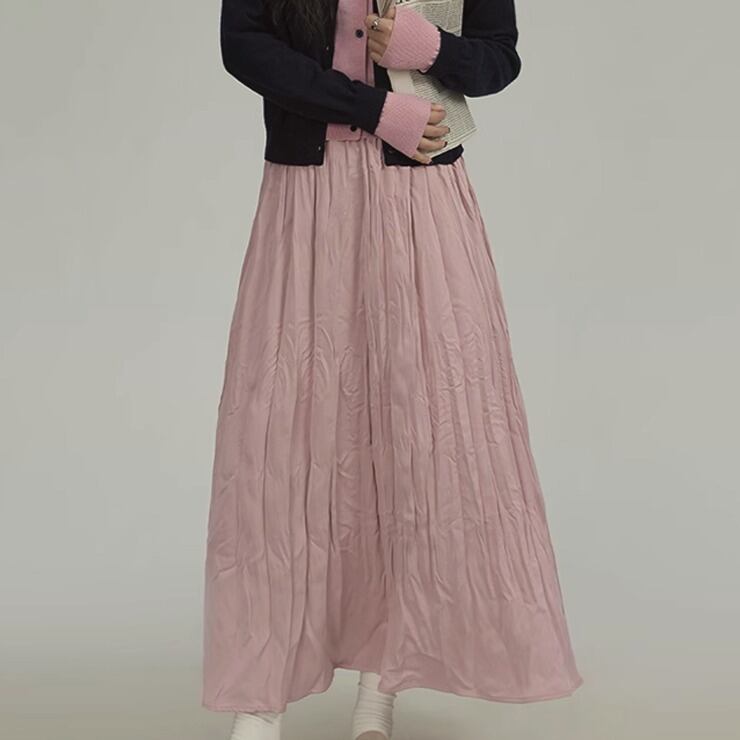 Aライン クリンクルプリーツ ロングスカート 00103