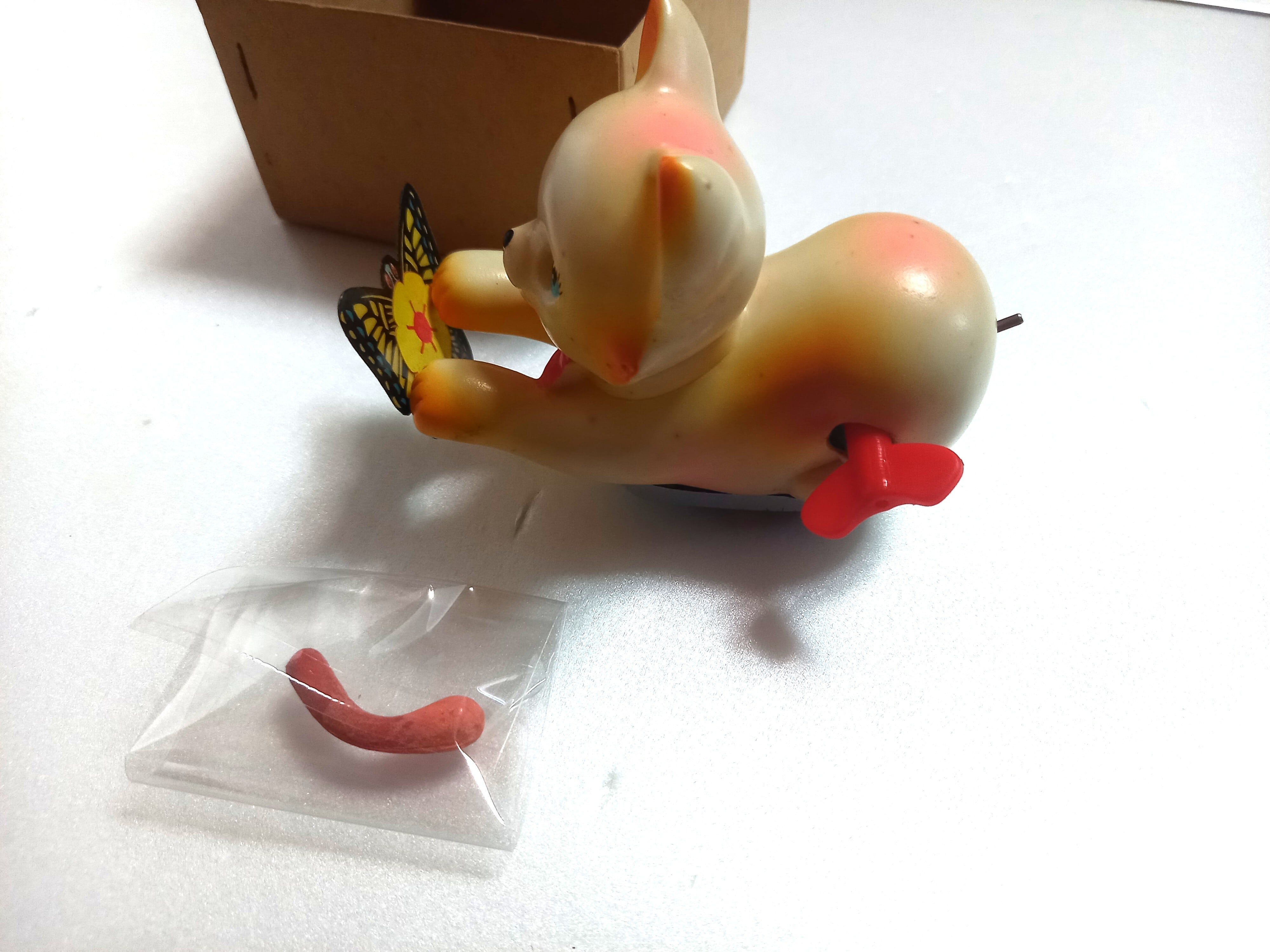 昭和 レトロ 当時物 ゼンマイ 蝶追いニャンコちゃん ブリキ おもちゃ