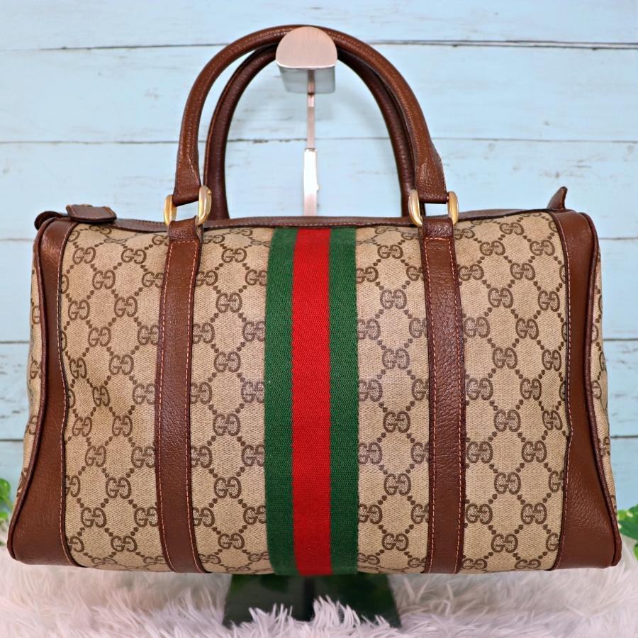 GUCCI ボストンバッグ PVCレザー 大容量 オールドグッチ - バッグ