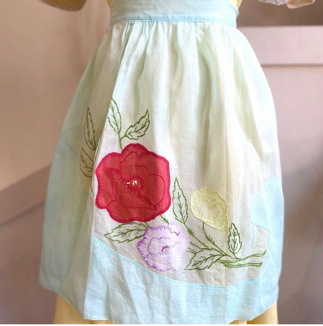 40's vintage flower embroidery apron