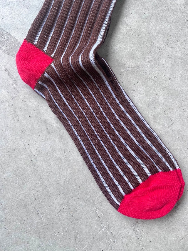 SHO WATABÉ / Cotton Needle-Out  stripes socks