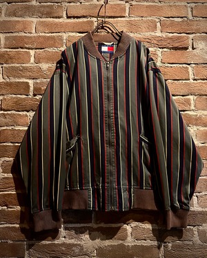 【Caka act3】80’s “TOMMY HILFIGER” Stripe Pattern Loose Blouson Jacket