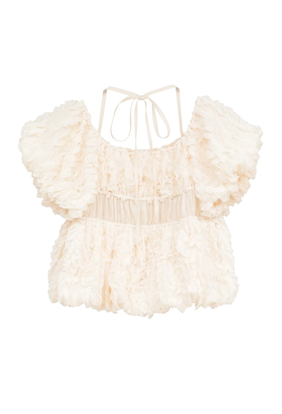 CLANE W FACE TOPSTITCHED FRILL TOPS -IVORY- | Chapel
