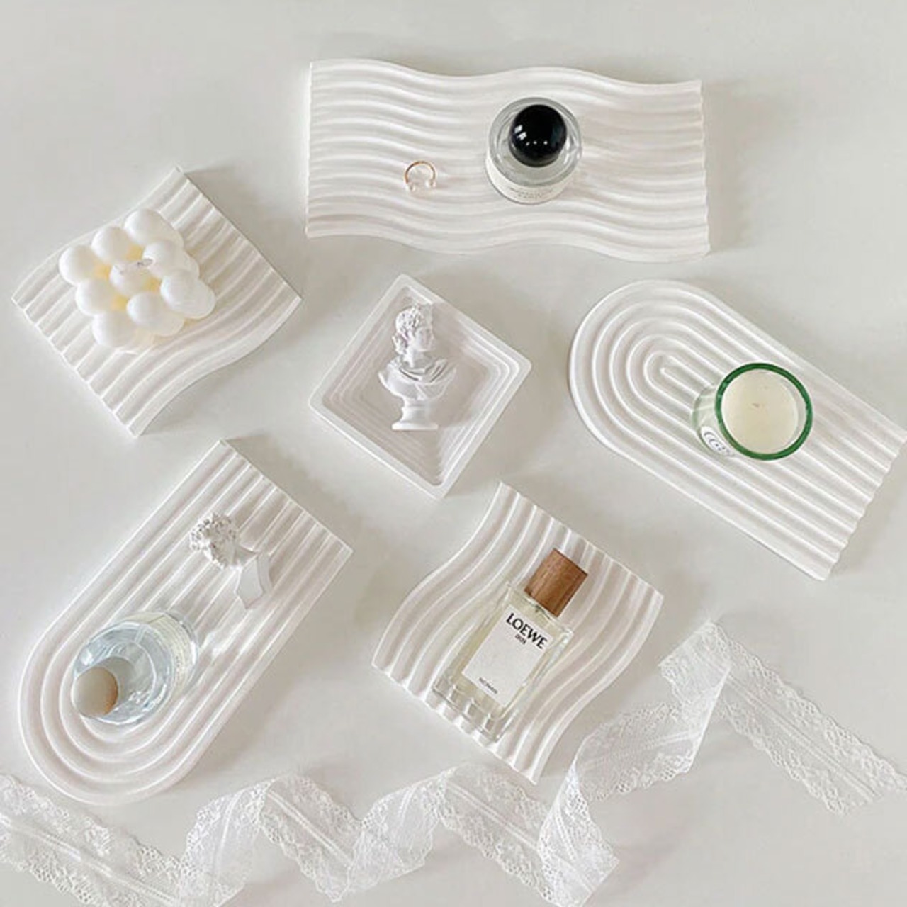 トレー ホワイト ウエーブ U型 トレイ アクセサリー プレート