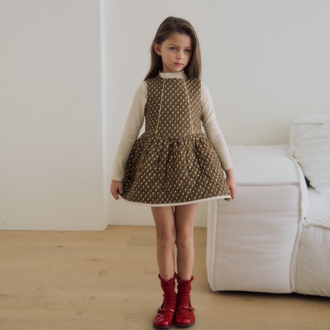 【即納】Tulip Quilting Dress -Brown /Msize/soye