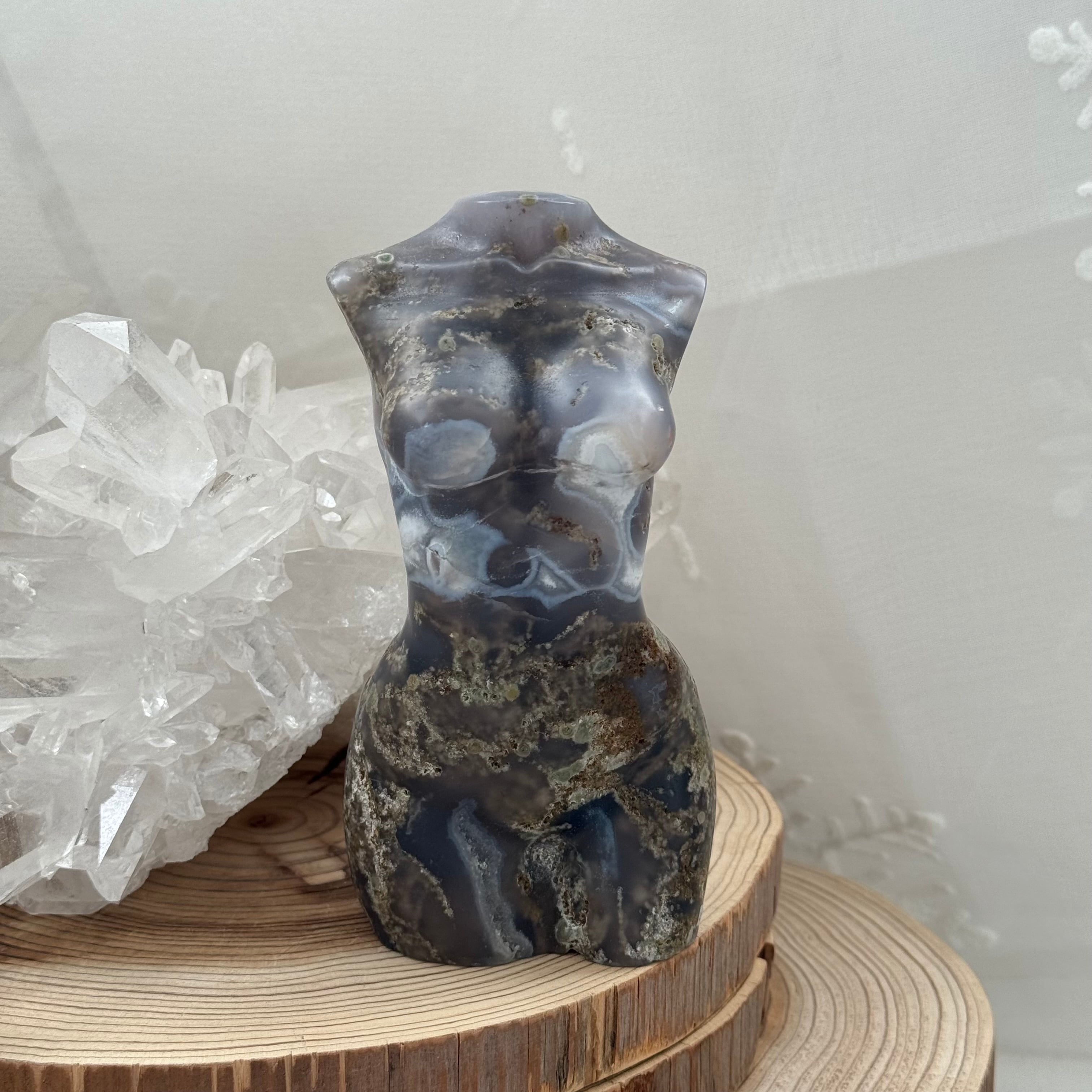 パープルモスアゲートボディ＊231165＊天然石カービング＊トルソー