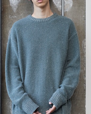 wool blend loop pile knit sweater / Made in ITALY