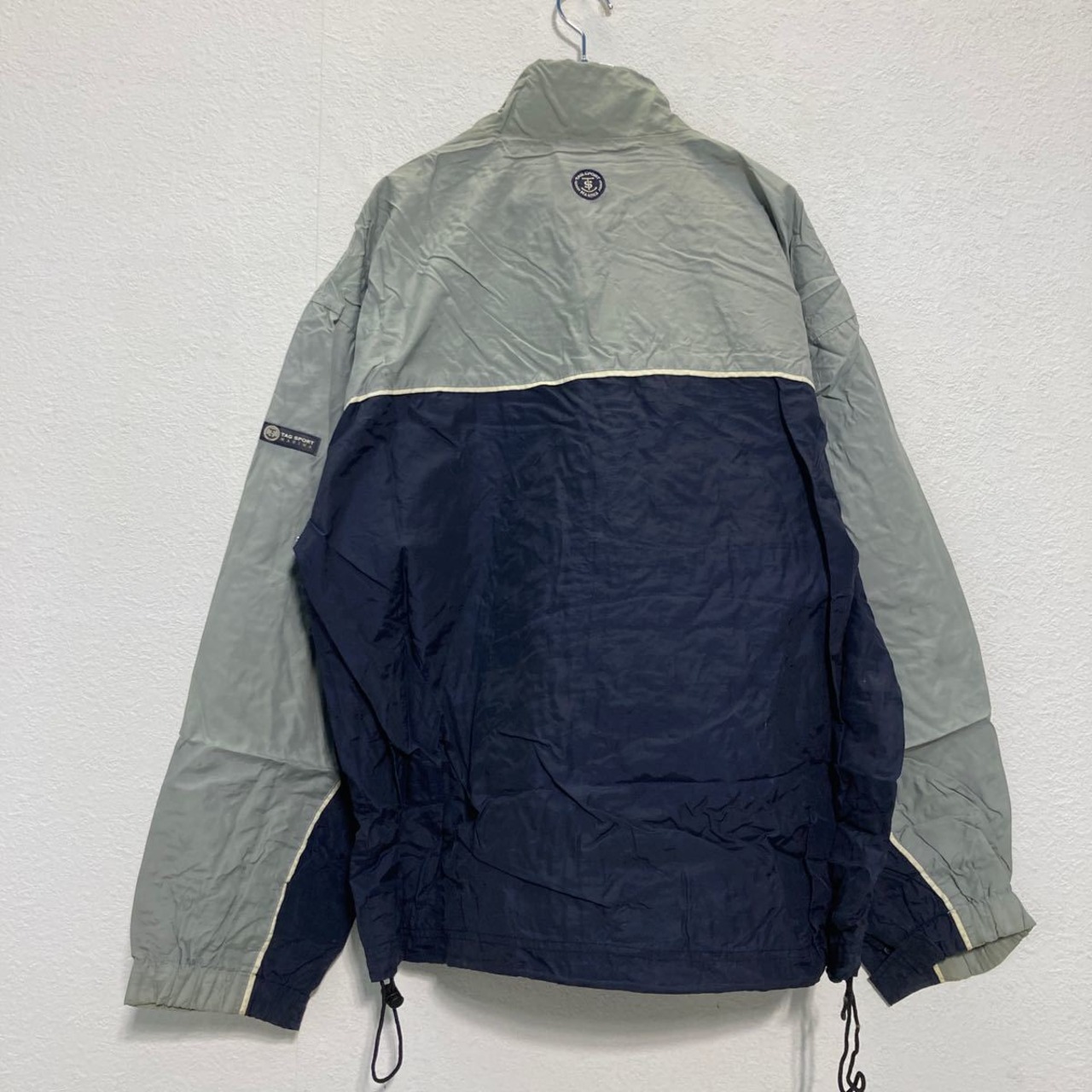 ジップアップ ナイロン ジャケット M グレー ネイビー フーディー 