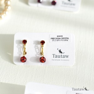 【レッド】ふたつのきらめき｜Two Glow｜ミラーボール｜球体 ピアス・イヤリング