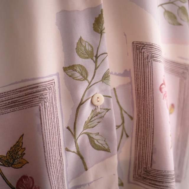 "桜色" square rose art pattern loose h/s shirt