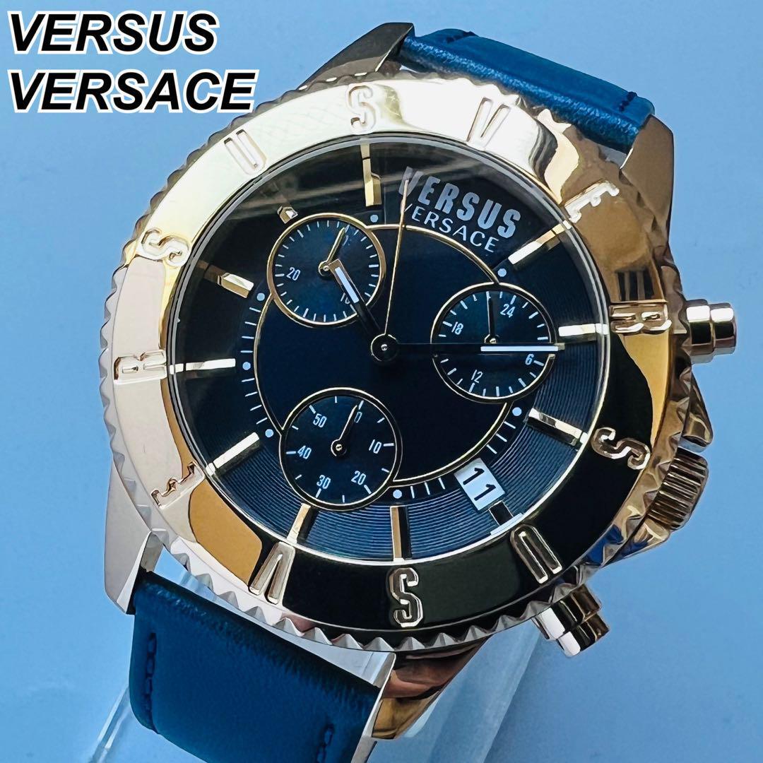 ヴェルサス ヴェルサーチ 腕時計 新品 メンズ ゴールド レザー