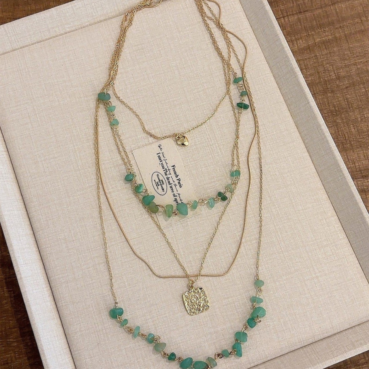 レイヤード レトログラスビーズネックレス W10433