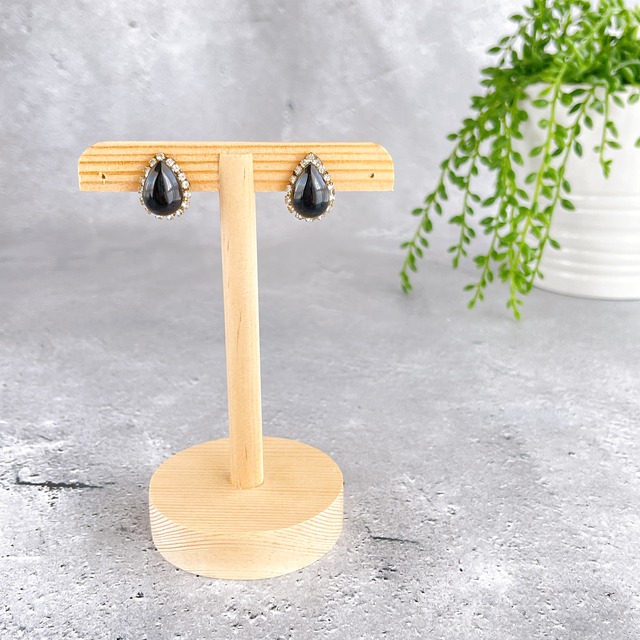 モリオンお守りリング&ピアス&ネックレス3点セット✧漆黒の宇宙✧GALAXY✧サージカルステンレス✧14kgf