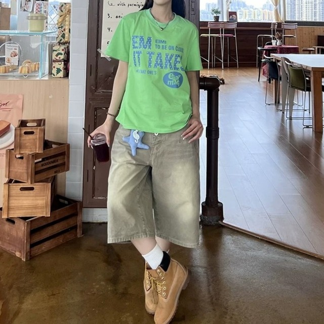 ドットレタープリントTシャツ 2col   R02459