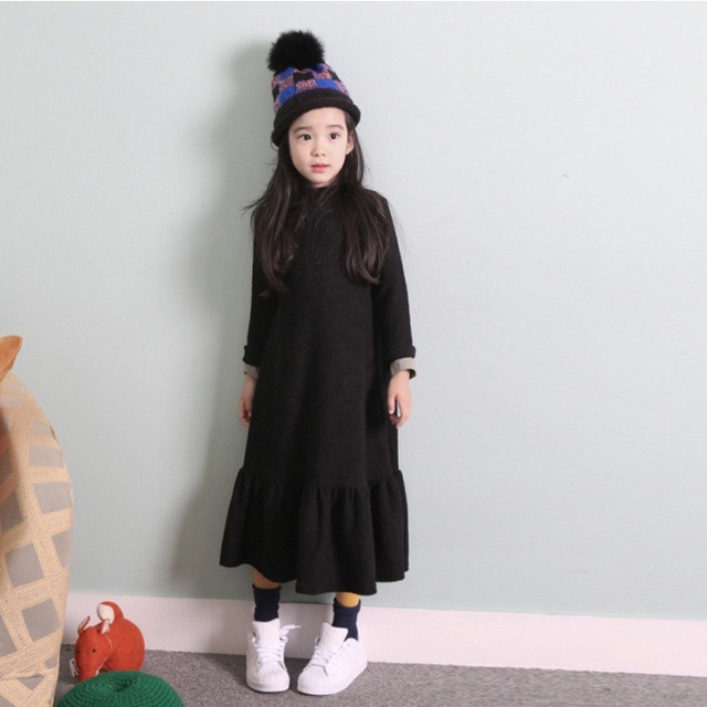 【100㎝-160㎝】ロングワンピース　フリル　子供服　韓国風　女の子　キッズ　ジュニア